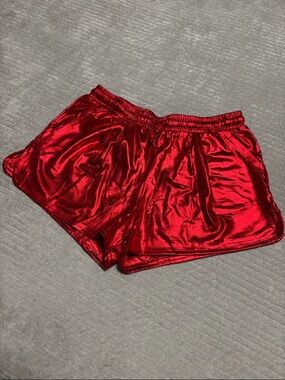 Red Metallic Women's Shorts